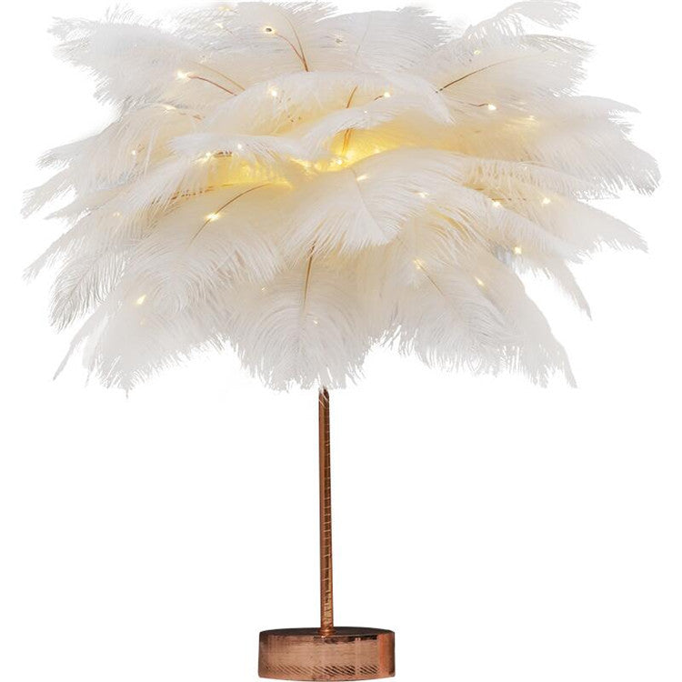 Feather Lamp Nordic Desk Lamp European-Style Bedroom Bedside Feather Table Lamp Night Light Table Lamp Decoration Modern TRENDFLOW