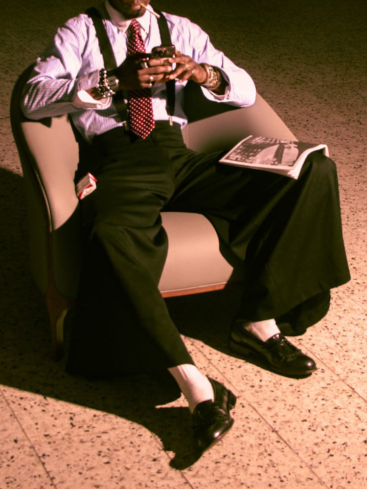 Black Oversized Suspender Wide Leg Pants TRENDFLOW