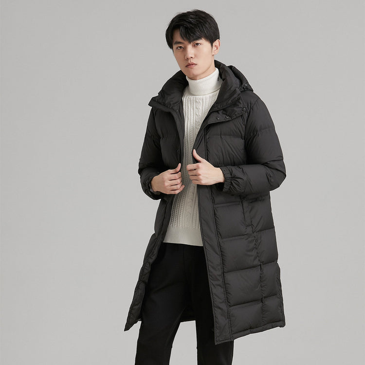 Solid Color Hat Man Mid-length Thickened Coat TRENDFLOW