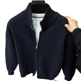 Solid-color Zip-up Cardigan Knitwear Men&