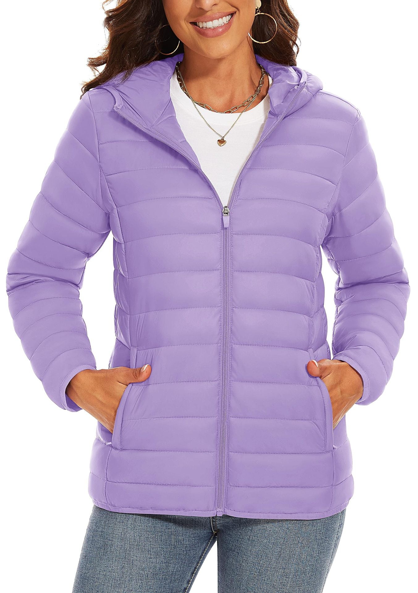 Hooded Down Jacket Zipper Winter Warm Coat Jacket