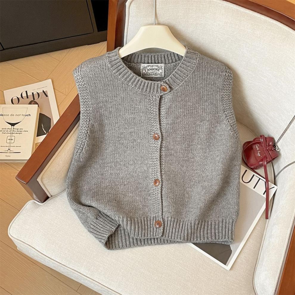 Blue Plaid Shirt Knitted Vest Two-piece Casual