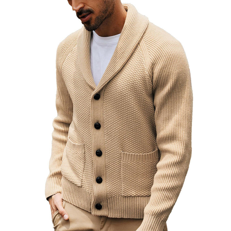 Casual Long-sleeve Sweater With A Turn-down Collar And Pockets TRENDFLOW