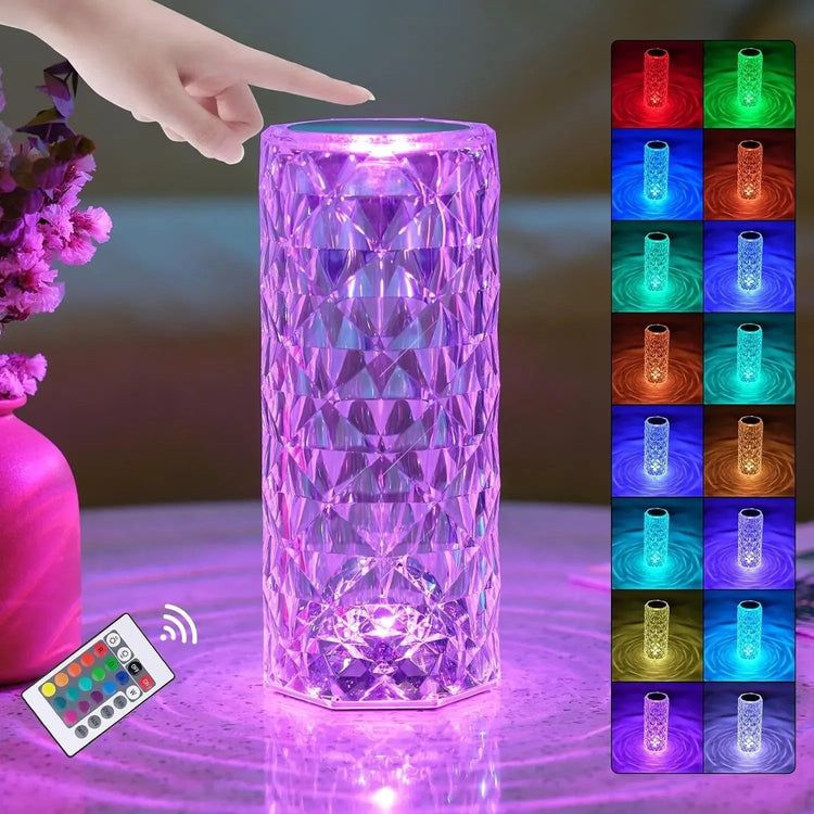16 Colors LED Crystal Lamp Rose Light Touch Table Lamps Bedr TRENDFLOW