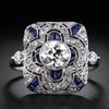 Sanjie Sapphire Ring Women's European And American Boutique Jewelry Engagement Ring Platinum Electroplating High-End Jewelry Holiday Gift