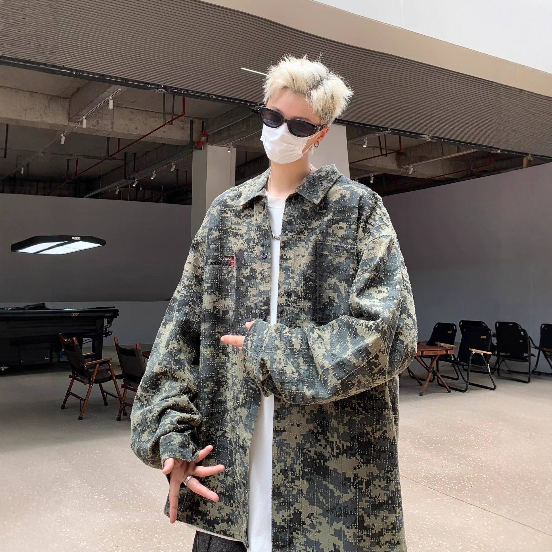 American-style Vintage Camouflage Shirt For Men Spring Season