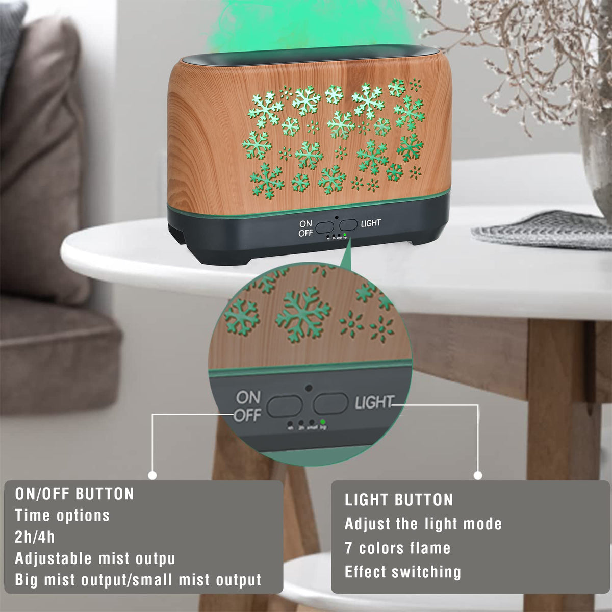Christmas Snowflake Pattern Humidifier Household Colorful Aromatherapy Humidifier Atmosphere Colorful Diffuser TRENDFLOW