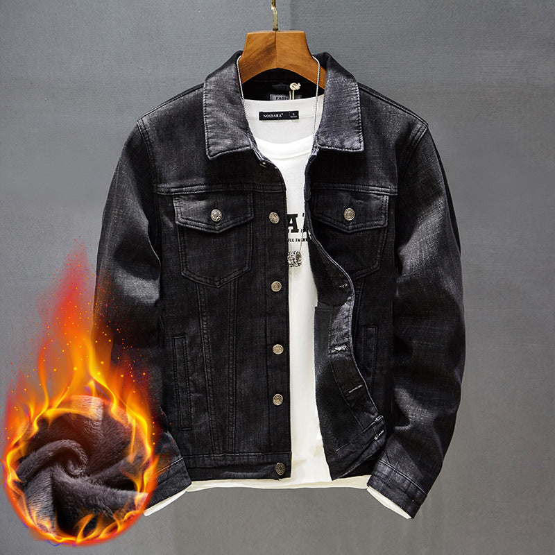 Thicken Men's Denim Jacket Men's Winter Warm Jacket