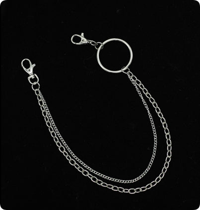 Metal Punk Style Chain Belt For Men's Pants, Versatile