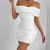New Cross-Border Style Hip-Hugging Dress, Sexy Off-Shoulder Fashion Tight-Fitting Bodycon Dress, Solid Color Slim-Fit Formal Dress