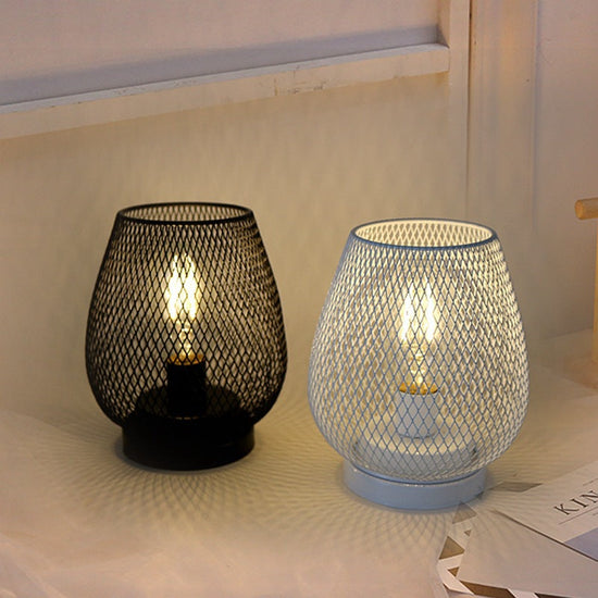 Retro Iron Art Table Lamp Battery Powered Night Light Hollowed Out Birdcage Desk Reading Lamp Bedroom Decor Bedside Table Lamp Home Decor TRENDFLOW
