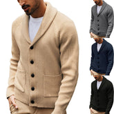 Casual Long-sleeve Sweater With A Turn-down Collar And Pockets TRENDFLOW