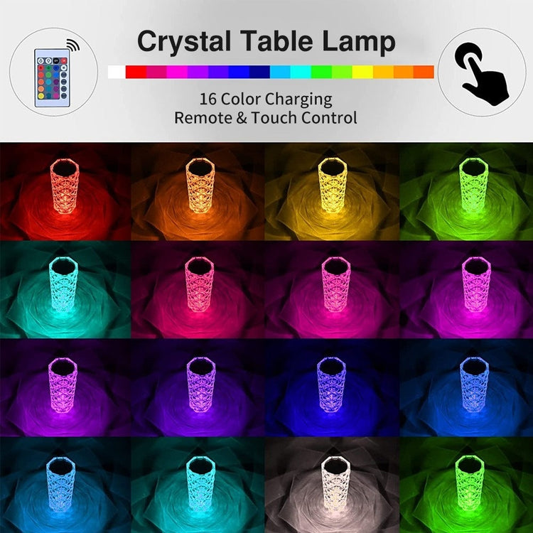 16 Colors LED Crystal Lamp Rose Light Touch Table Lamps Bedr TRENDFLOW