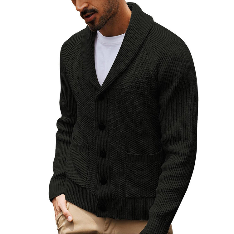 Casual Long-sleeve Sweater With A Turn-down Collar And Pockets TRENDFLOW