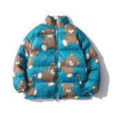 Cute Bear Print Winter Couple Cotton-padded Jacket Men&