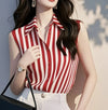 Classic Striped Sleeveless Blouse For Women