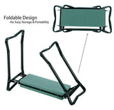 Foldable Outdoor Lawn Bench Chair With Tool Pouch Garden Rest TRENDFLOW