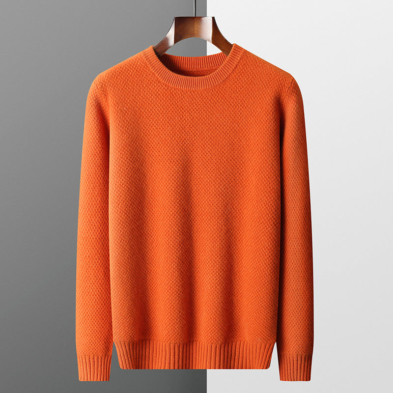 Maglione girocollo in maglia tinta unita jacquard