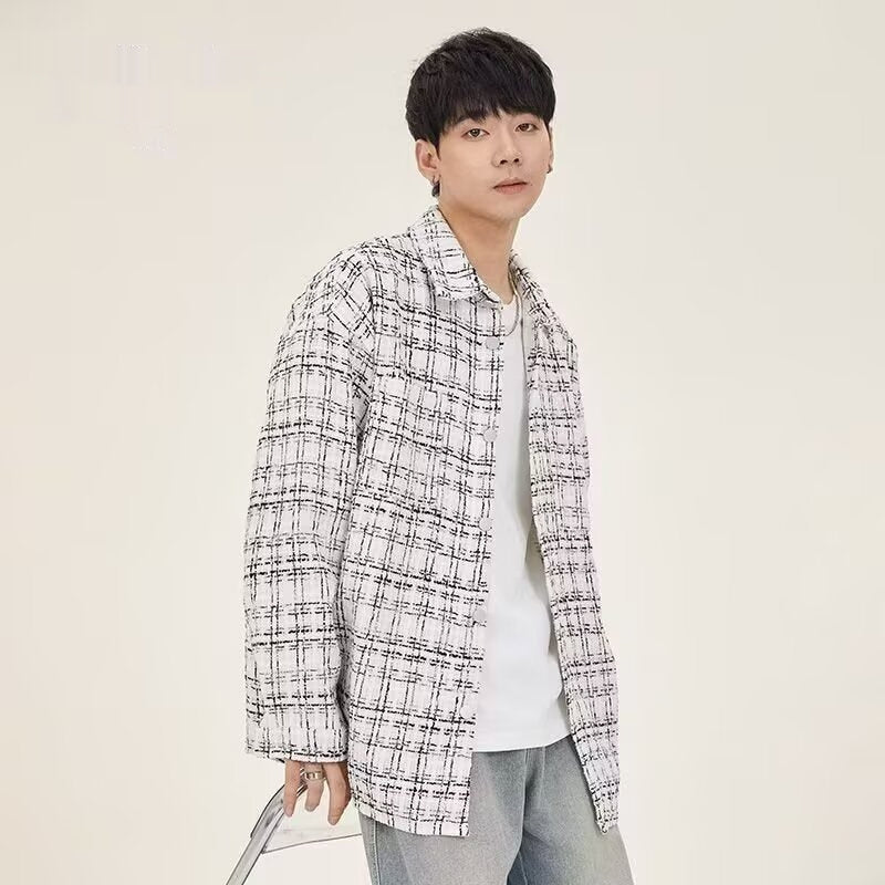 Men's Wool Plaid Lapel Jacket