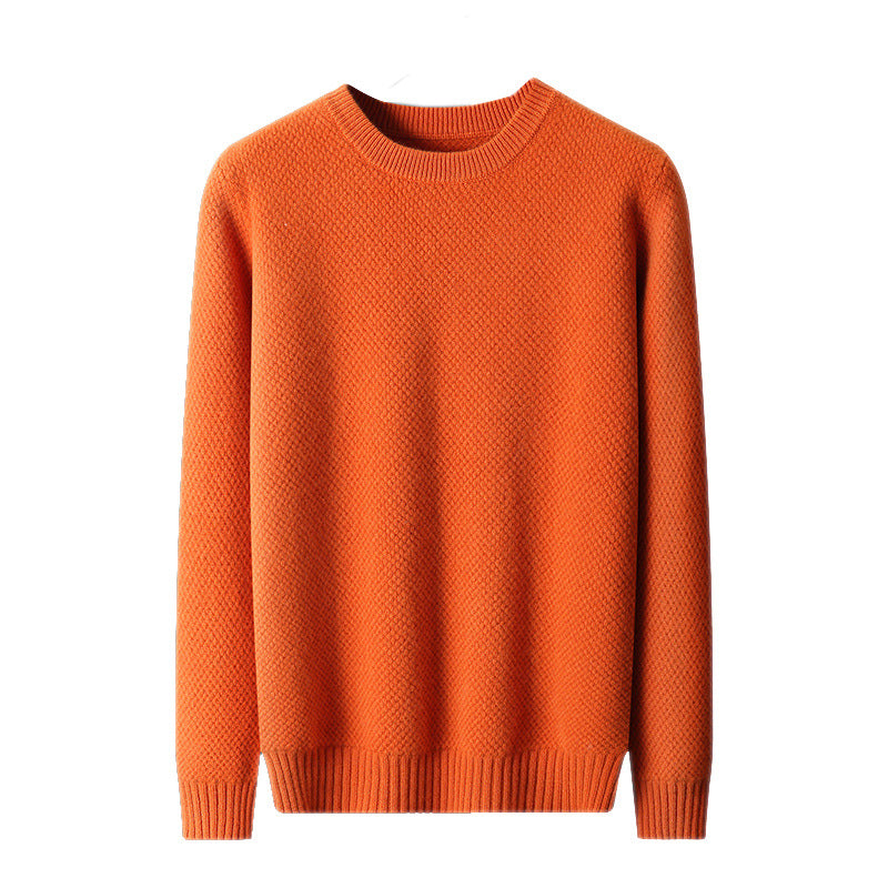 Round-neck Pullover Jacquard Solid-color Knit Base Sweater