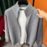 Solid-color Zip-up Cardigan Knitwear Men&