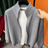 Solid-color Zip-up Cardigan Knitwear Men&