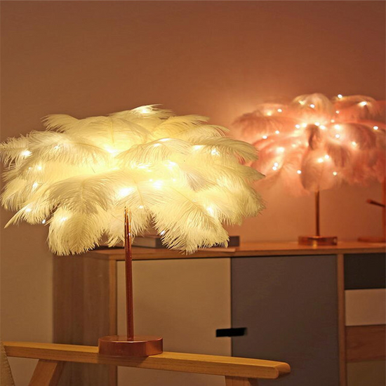 Feather Lamp Nordic Desk Lamp European-Style Bedroom Bedside Feather Table Lamp Night Light Table Lamp Decoration Modern TRENDFLOW