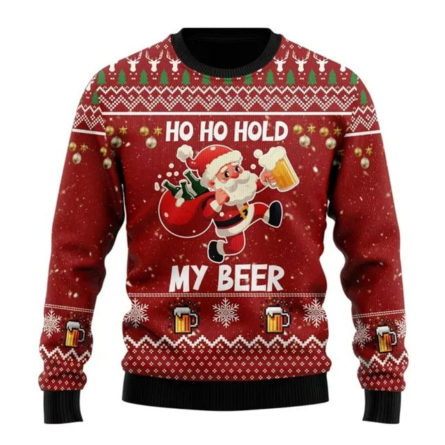 Men's Creative Santa Beer Pattern Fashion Hoodie