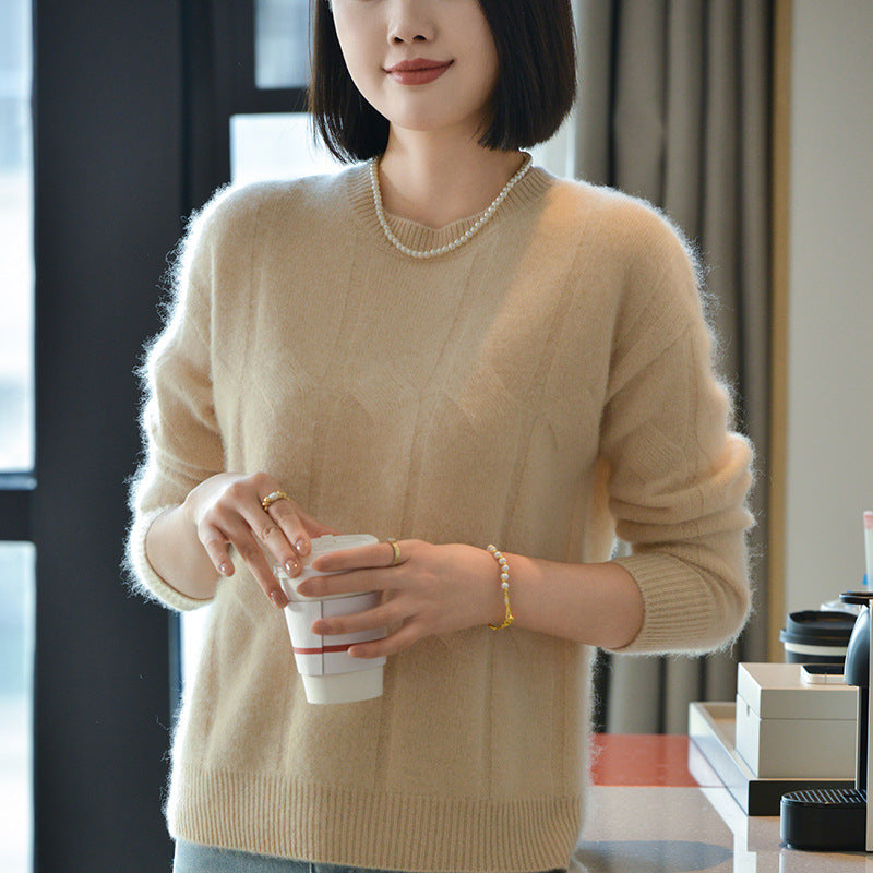 Women's Crew-neck Minimalist-style Loose-fit Sweater