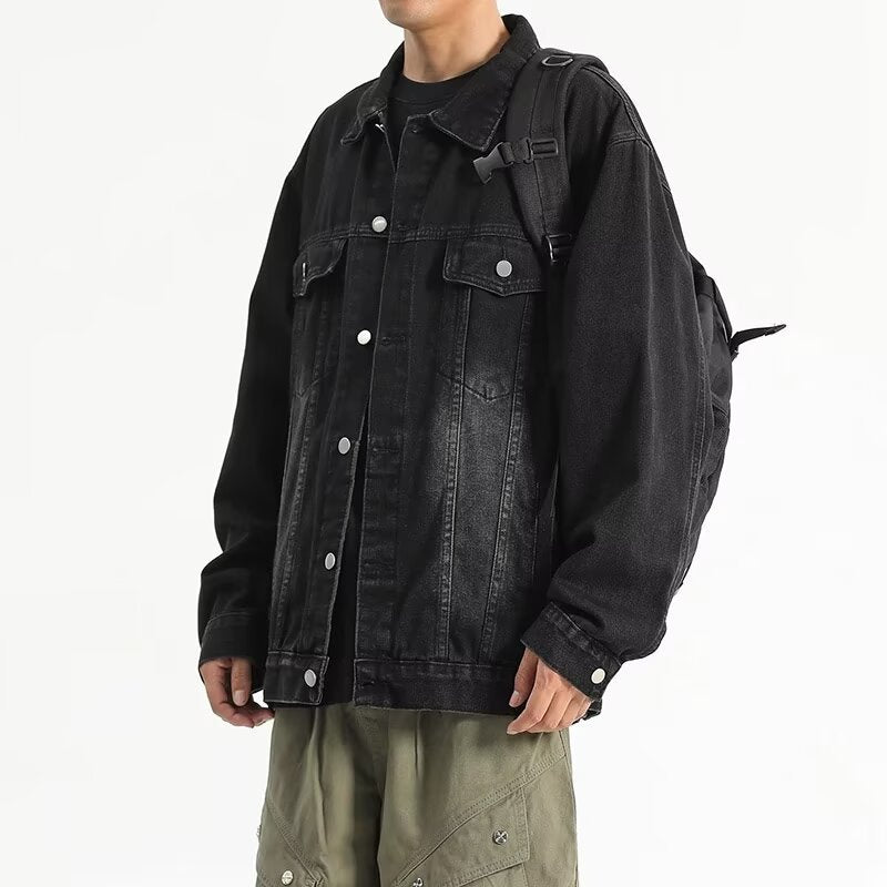 Yellow-ochre Vintage Men's Washed Multi-pocket Design Jacket