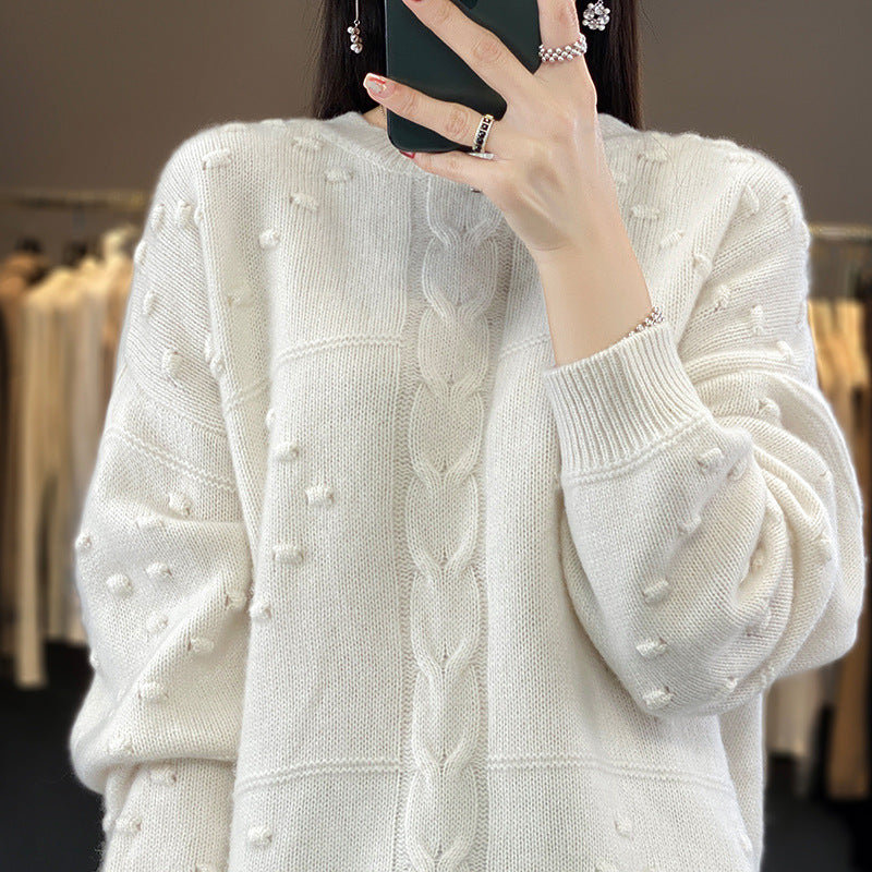 New Stylish Round-neck Wool Sweater For Womenversatile And Effortlessly Chic