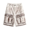 Punk Distressed Dirty Denim Cargo Pants Shorts Men