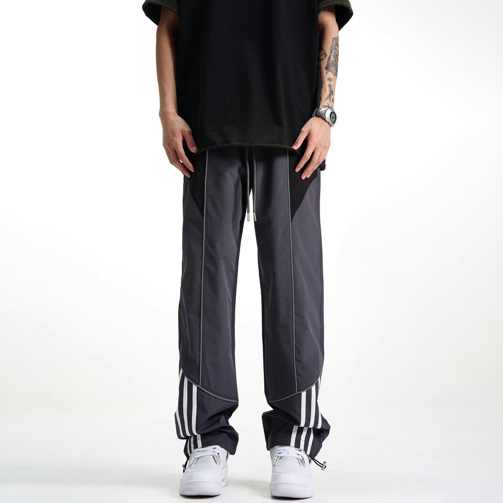 Men's Patchwork Striped Straight-Cut Casual Pants