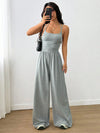 Amazon European And American Cross-Border New Style Women's Casual Summer Wide-Leg Loose Strapless Waist-Cinching Jumpsuit
