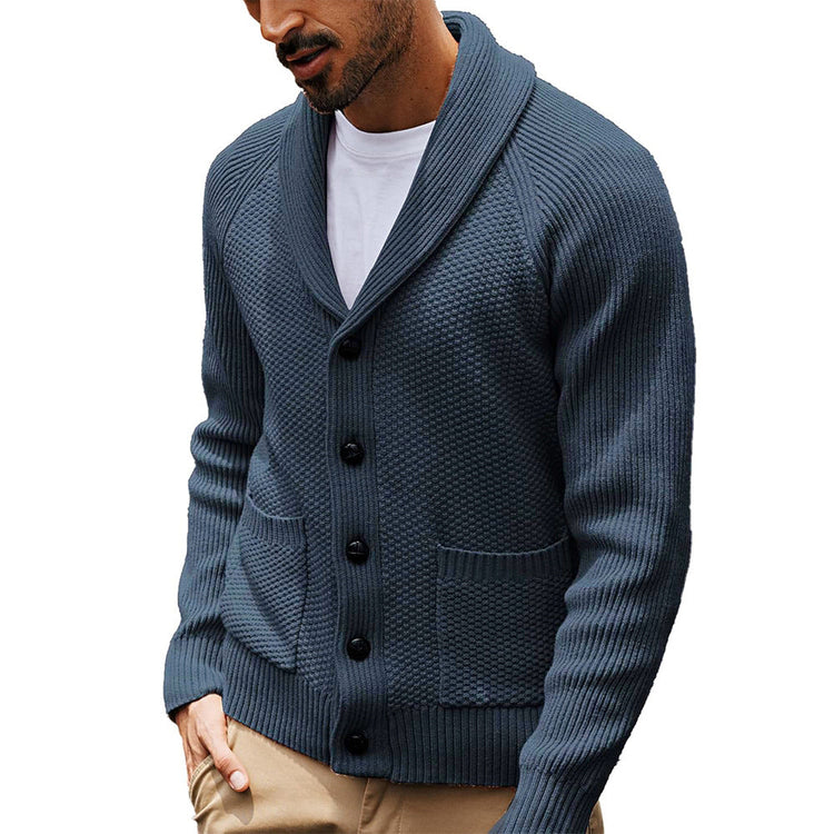 Casual Long-sleeve Sweater With A Turn-down Collar And Pockets TRENDFLOW