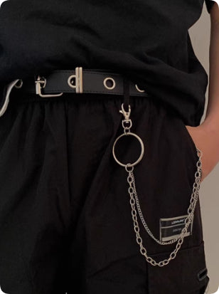 Metal Punk Style Chain Belt For Men's Pants, Versatile