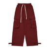 Solid Color Zipper Multi-pocket Cargo Pants Men