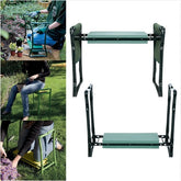Foldable Outdoor Lawn Bench Chair With Tool Pouch Garden Rest TRENDFLOW
