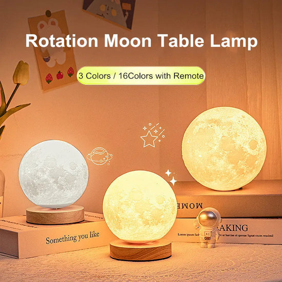 Creative 3D Magnetic Floating Levitating Moon Lamp Touch Control 3 Color Moon Light Lunar Night Light For Home Office Room Decor TRENDFLOW