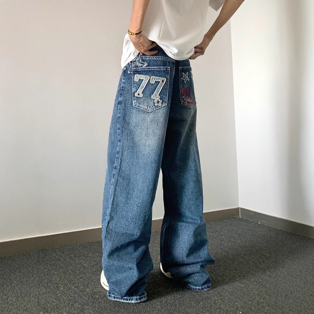 Designer Embroidered High-waisted Retro Loose Slimming Pants TRENDFLOW