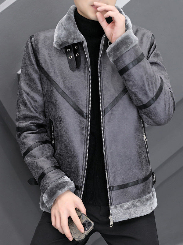 Fashion Casual Simple Thick Fur Collar Men's Clothing