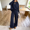 Loose-fitting Long-sleeve Womens Wide-leg Pants Fashion Casual Two-piece Set