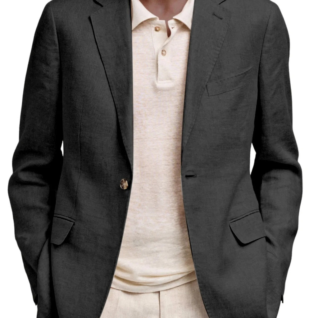 Men's Long-Sleeve Business-Casual Suit With Lapel And Mock Pockets