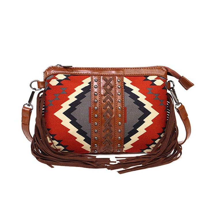 Bohemian-style Tassel Crossbody PU Leather Printed Women&