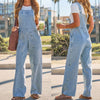 Wide-leg Denim Overalls, Casual Jumpsuit For Women