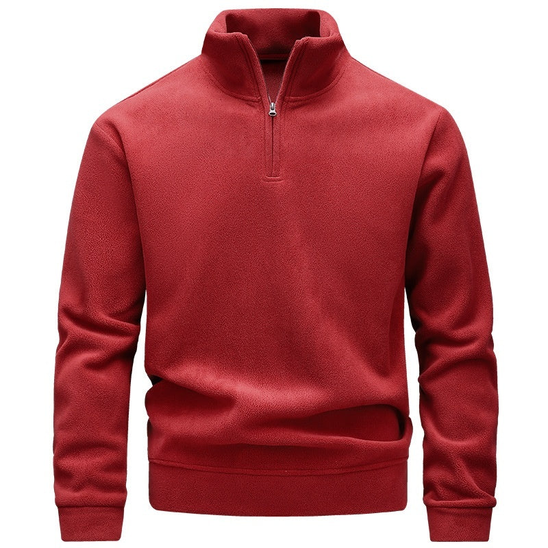 Men's Half-Zip Stand-Up Collar Polar Fleece Sweater