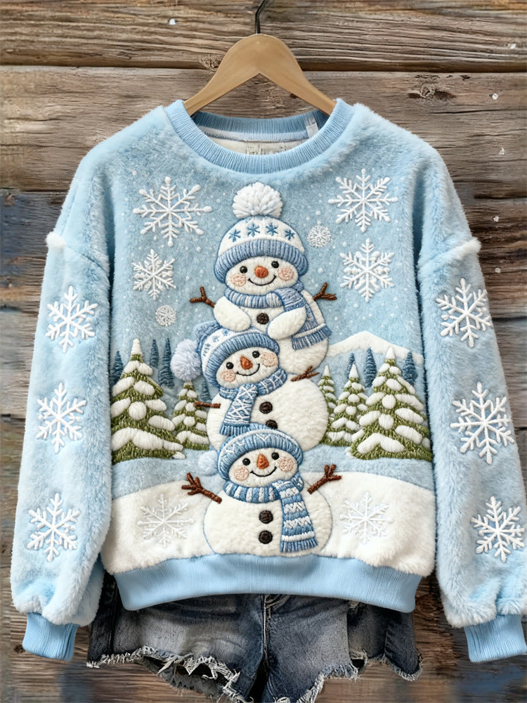 Women's Christmas Crew-neck Patterned Top