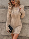 Amazon Twist Thread Knitted Skirt Cross-border Foreign Trade Women's Fashion Pullover Round Neck Solid Color Slim-fit Hip Skirt For Women