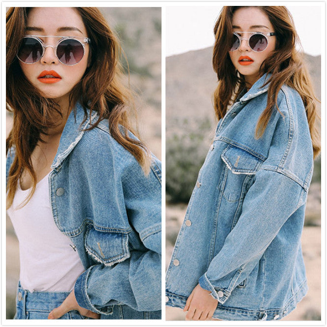 Mid-length winter Harajuku style BF jacket denim jacket