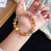 Natural Super Seven  Golden Rutilated Quartz Bracelet Green Phantom Amethyst Multi Stone Beaded Chain Wealth Energy Jewelry For Women